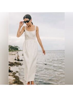 ANTONIO MELANI Ivory Square-Neck Embellished Maxi Dress